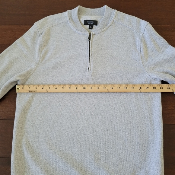 Nordstrom Men's Shop 1/4 Zip Knit Cotton Blend Pullover Sweater Size M Lt Gray - Picture 6 of 8